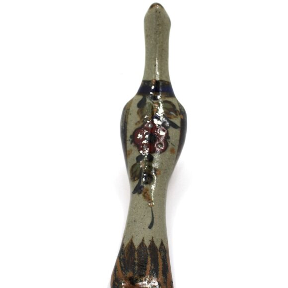 Vintage Tonala Mex Hand Painted Pottery Bird Roadrunner Folk Art Statue Signed - Picture 4 of 10